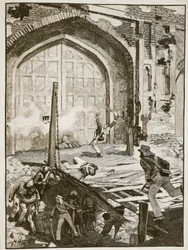 Esplosione della porta di Cashmere a Delhi, illustrazione da Cassells Illustrated History of England