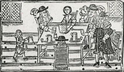 Gioco da tavolo e bevute in taverna