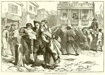 I bostoniani leggono lo Stamp Act