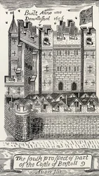 Castello di Bristol, dopo la mappa di James Millerd di Bristol del 1673, da 