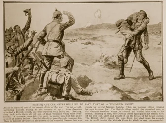 Ufficiale britannico sacrifica la sua vita per salvare quella di un nemico ferito, 1914-19