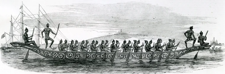 Barca da guerra birmana, tratta da The London Illustrated News, 1852