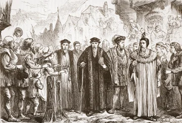 Calvino rientra a Ginevra, illustrazione da La storia del protestantesimo di James Aitken Wylie (1808-1890), pub. 1878