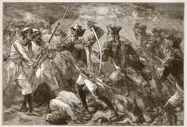 Il Capitano Yorke guida la speranza disperata a Masulipatam, illustrazione da Cassells Illustrated History of India di James Grant, pub. 1879