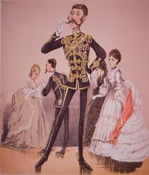 Caricatura del 10° Principe del Reggimento Reale degli Ussari del Galles, da 