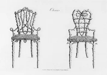 Sedie, da Grotesque Architecture, or Rural Amusement, di William Wrighte, pubblicato nel 1768