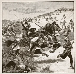 Carica degli scozzesi a Homildon Hill, illustrazione da Cassells Illustrated History of England