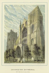 Cattedrale di Chichester, facciata ovest con il campanile