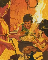 Bambini che mangiano a cena