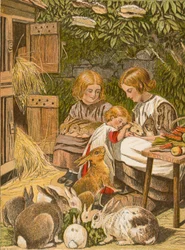 Bambini con i loro coniglietti