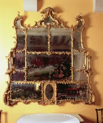 Specchio cinese, Camera di York, Castello di Arundel, scolpito da J.A. Cuenot