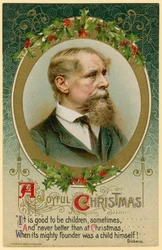 Cartolina di Natale, con Charles Dickens