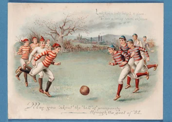 Cartolina di Natale di una partita di calcio, 1892