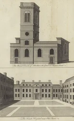 Chiesa di Allhallows the Great, Thames Street e Ospedale Francese vicino a Old Street, Londra