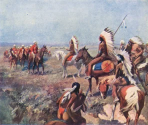 Il colonnello Macleod, della Royal North-West Mounted Police, tratta con gli indiani a Fort Macleod