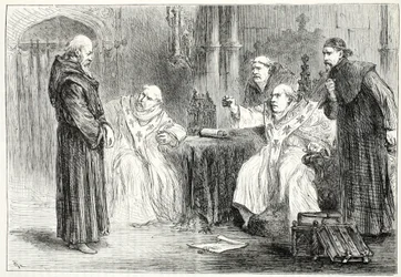 Conferenza tra Thorpe e Arundel, illustrazione da La storia del protestantesimo di James Aitken Wylie (1808-1890), pub. 1878