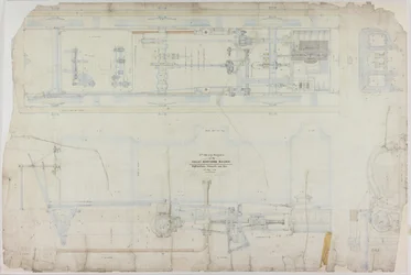 Disegno di costruzione per la locomotiva 2-2-2 di R. & W. Hawthorn & Co. per la Great Northern Railway Co.