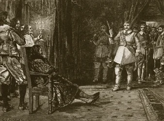 Colloquio del Cornetta Joyce con Carlo, illustrazione da Cassells Illustrated History of England
