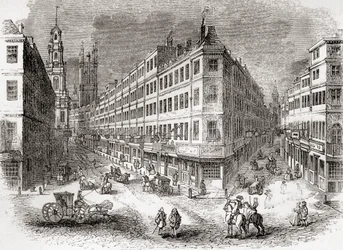 Cornhill, The Exchange e Lombard Street, Londra, Inghilterra a metà del XIX secolo, da Old England: A Pictorial Museum, pub. 1847