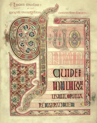 Pagina iniziale del Vangelo di San Luca, dai Vangeli di Lindisfarne, 710-721