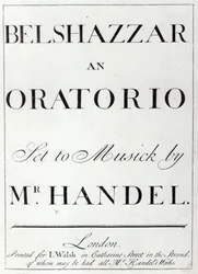 Copertina dello spartito per Belshazzar di Handel, pubblicato nel 1745