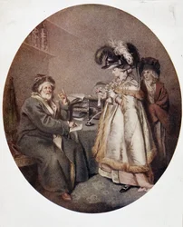 Donna credulona e astrologo, immagine inglese, XVIII secolo