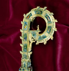 Ricciolo del pastorale di William of Wykeham (c.1320-1404): lato di Pietro (argento dorato) (dettaglio)