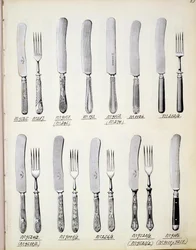 Progetti di posate, da un catalogo commerciale di beni domestici e accessori, c.1890-1910