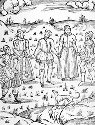 Ballare con un tamburino, da The Doome warning all men to the Judgement di Stephen Bateman, 1581