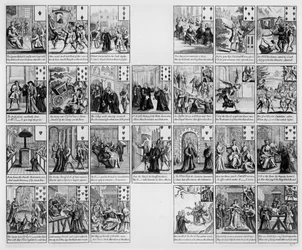Mazzo di carte con scene dal regno della regina Anna, 1704