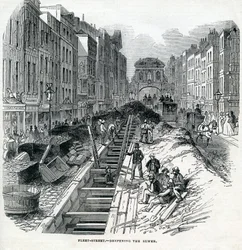 Approfondimento della fogna di Fleet Street, Londra, 1845