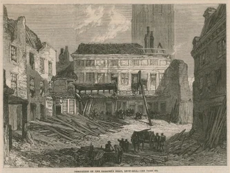 Demolizione del Saracens Head, Snow Hill, Londra