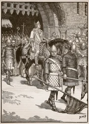 Partenza del vescovo Odo da Rochester, illustrazione da Cassells Illustrated History of England
