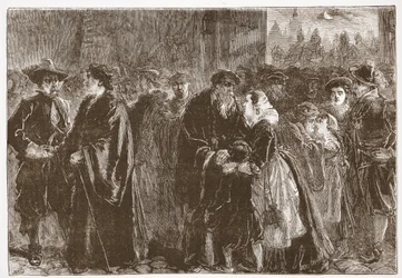Partenza dei ministri esiliati da Kuttenberg, illustrazione da The History of Protestantism di James Aitken Wylie, pub. 1878