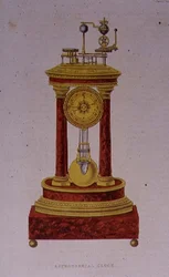 Progetto per un orologio astronomico, tavola 139 da Repository of Arts, Literature, Commerce, Manufactures, Fashion and Politics di Ackermann, pubblicato dal 1809 al 1828