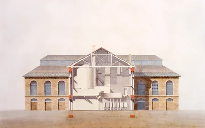 Design per il birrificio Stag, disegno manoscritto originale dagli uffici di George Saunders, c.1807