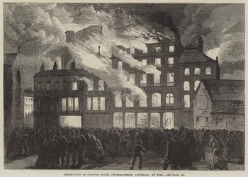 Distruzione di Compton House, Church-Street, Liverpool, per Incendio