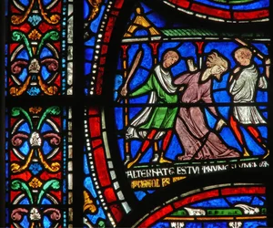 Dettaglio dalla Finestra dei Miracoli raffigurante la storia di Matilde di Colonia