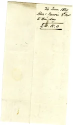 Devonshire MSS AS 3101, foglio da un fascio di fatture saldate da Pinder Simpson per Lord George Cavendish, inclusa la fattura di Alexander Bowie