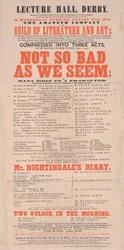 Manifesto di Dickens: Not So Bad As We Seem al Lecture Hall, Derby, programma per il 25 agosto 1852