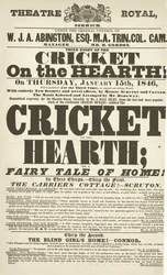 Manifesto di Dickens: The Cricket on the Hearth al Theatre Royal, Derby, 15 gennaio 1846