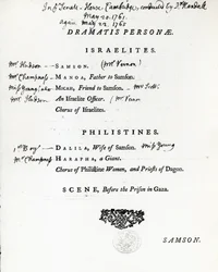 Dramatis Personae per Sansone, un oratorio di Handel