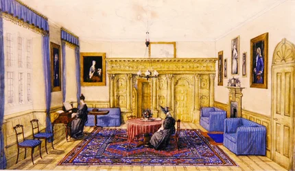 Interno del salotto di una casa di campagna, c.1830
