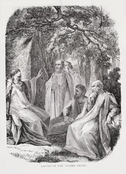 Druidi nel bosco sacro, da La storia della Francia, di Emile de Bonnechose, pubblicato da Ward, Lock and Co, Londra