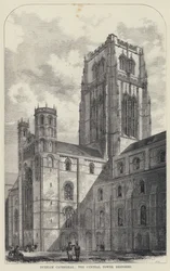 Cattedrale di Durham, la torre centrale restaurata (incisione)