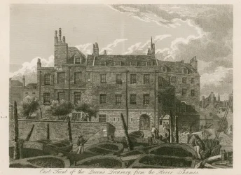 Facciata est del Tesoro della Regina, dal fiume Tamigi