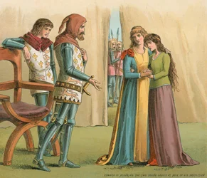 Edoardo III assicura alle due giovani donne a Poix la sua protezione