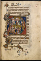 Egerton MS 3277, f.123r, grande iniziale istoriata 