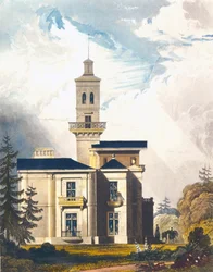 Elevazione di una villa o lodge di caccia italiana