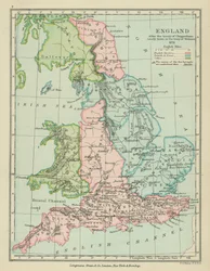 Inghilterra dopo il trattato di Chippenham (litografia a colori)